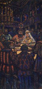 Die Hochzeit des Großfürsten Wladimir I. Swjatoslawitsch Triptychon, Mitteltafel von Mikhail Nikolayevich Yakovlev