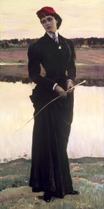 Porträt von Olga Nesterova oder, Frau in Reitkleidung, 1906