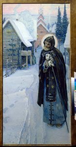 Serge von Radonege (1313-1392) - Die Arbeiten des Heiligen Sergius (Triptychon, rechter Teil) von Nesterov, Mikhail Vasilyevich (1862-1942)