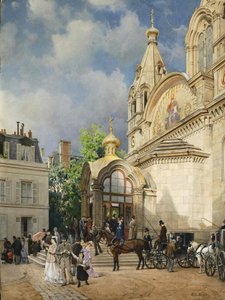 Verlassen einer Kirche, 1870er-1880er Jahre von Mikhail Yakovlevich Villie