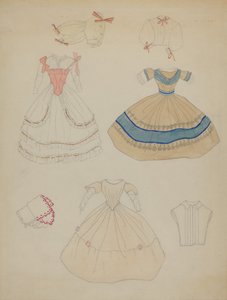 Puppe und Kleiderschrank, ca. 1936