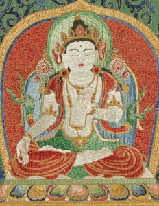 Detail der kaiserlichen bestickten Seiden-Thangka von Ming Dynasty Chinese School