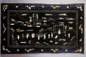 Kang-Tischplatte (lackiertes Holz mit Knocheneinlage) von Ming Dynasty Chinese School