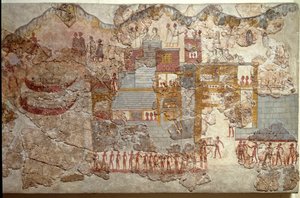 Minoische Kunst: Fresko von Booten aus Akrotiri auf Santorini