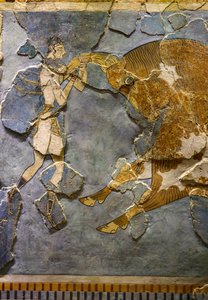 (Detail) des Stier-Sprung-Freskos. Gefunden in Knossos von Minoan