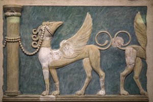 Fresko von hochreliefierten Greifen, Palast von Knossos, 1600-1450 v. Chr.