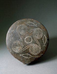 Minoische Kunst: runde Scheibe aus Naxos in Terrakotta. Minoische Zivilisation. 2400-2000 v. Chr. von Minoan