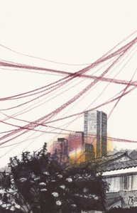 Skyline mit roten Linien von Mirjam Schrei