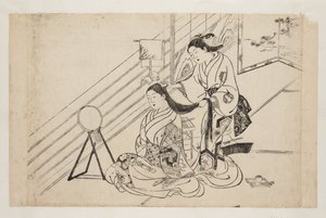 Frau kämmt Haare von Mitsunobu Hasegawa
