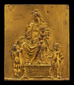 Madonna und Kind auf dem Thron mit zwei Engeln, 1552