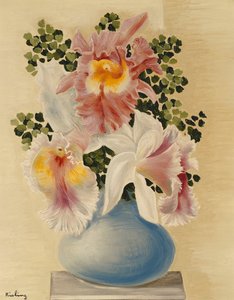 Blauer Vase mit Orchideen von Moise Kisling