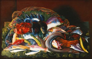 Großes Stillleben mit Fischen