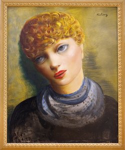 Porträt einer jungen Frau. Gemälde von Moise Kisling, polnischer Maler, Öl auf Leinwand, um 1950. Musée des Beaux Arts de Clermont Ferrand von Moise Kisling