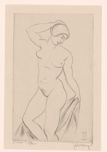 Nackte Frau mit Hand auf dem Kopf von Mommie Schwarz (signed by artist)