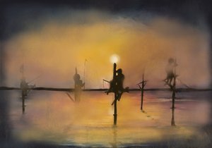 Stelzenfischer Sonnenuntergang von Monica Lindblom