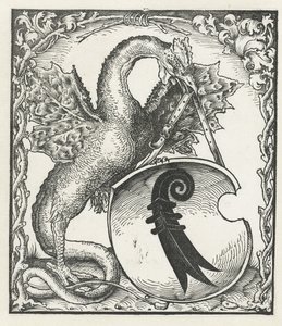 Drache mit dem Wappen von Basel von Monogrammist DS (graveur) (attributed to)