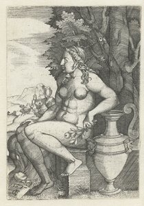 Sitzende nackte Frau
