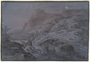 Vulkanlandschaft bei Mondlicht von Monogrammist IAR of IAP