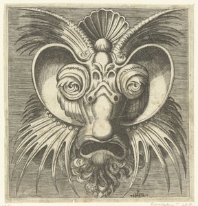 Maske mit Tellern um die Augen und spitzen Zacken auf Wangen und Stirn von Monogrammist IHS