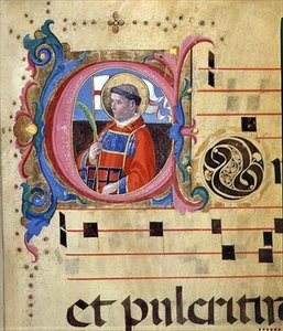 Ms 543 Historisierte Initiale mit St. Laurentius, aus einem Psalter, ca. 1515