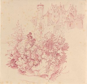 Befestigte Burg auf einem hohen Felsen