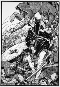 Thorolf tötet Earl Hring bei Brunanburgh, 1913 von Morris Meredith Williams