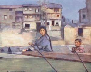 Kinder der Welt: Kaschmir, Auf dem Fluss Jhelum (Farblithografie)