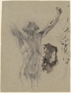 Studie der Figur und des Kopfes Christi in „Christus am Kreuz und Maria Magdalena“ von Mose Bianchi