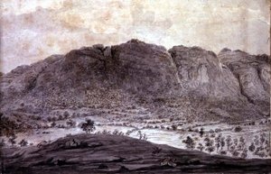 Panoramablick auf Derwentwater und das Tal von Keswick, Detail der Berge, ca. 1772