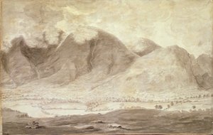 Panoramablick auf Derwentwater und das Tal von Keswick (Detail) von Moses Griffith