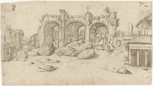 Ruinen der Basilika von Maxentius und Konstantin, Rom von Moses Ter Borch