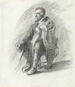 Sitzender bärtiger Mann mit Umhang und Hut von Moses Ter Borch