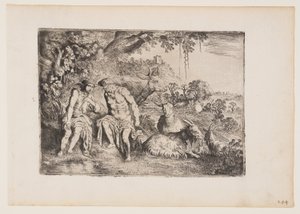 Merkur wiegt Argus in den Schlaf, Platte 4 aus Die Geschichte von Merkur und Argus von Moses van Uyttenbroeck
