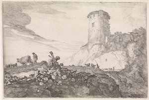 Landschaft mit rundem Turm