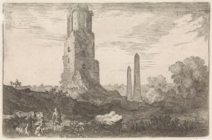 Landschaft mit zwei Obelisken und dem 