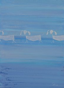 Abstrakte Blaue Hunde
