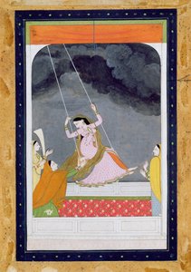 Eine Dame auf einer Schaukel, Kangra, Punjab-Hügel, ca. 1790 von Mughal School