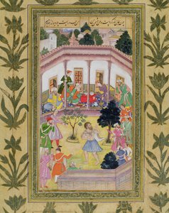 Störung durch einen Verrückten bei einer gesellschaftlichen Zusammenkunft, aus dem Small Clive Album von Mughal School