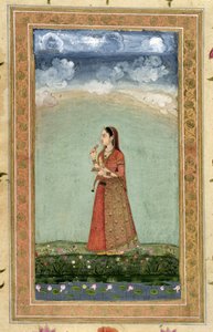 Dame mit einer Schale Rosen, aus dem Small Clive Album von Mughal School