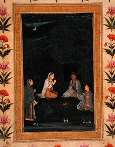 Dame besucht ein Ashram bei Nacht, aus dem Kleinen Clive Album von Mughal School
