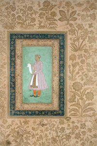 Porträt von Murtaza Khan mit einer Schriftrolle, ca. 1610