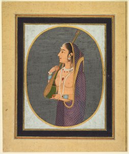 Hofdame singt und spielt die Vina, um 1760 von Muhammad Riza i Hindi