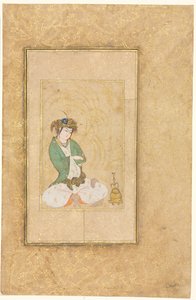 Jugendlicher, der an einer Weide sitzt, Einzelblatt-Illustration, um 1600-1650 von Muhammad Yusuf