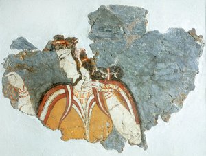 Hofdame, Fresko aus dem Palast von Mykene, Griechenland, mykenische Zivilisation von Mycenaean