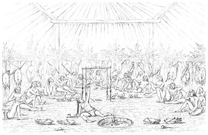 Medizinmann und Tipi-Innenraum, 1841 von Myers and Co