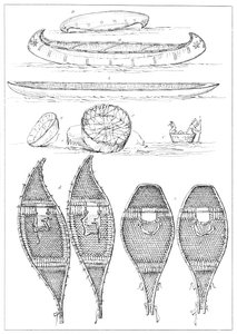 Sioux-Kanus und Chippewa-Schneeschuhe