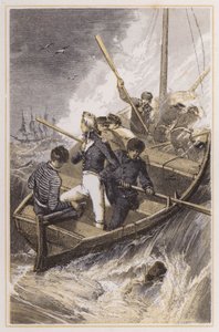 Nelson wird während eines Sturms an Bord seines Schiffes gebracht von Myles Birket (after) Foster