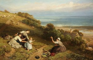 Landschaft: Das Mädchen mit der Orange von Myles Birket Foster