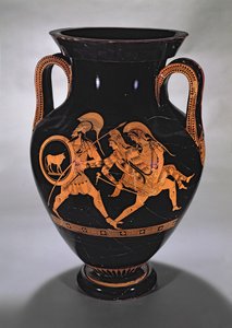 Attische rotfigurige Bauchamphore, die die Entführung von Antiope mit Theseus und Pirithous darstellt, ca. 500-490 v. Chr. von Myson