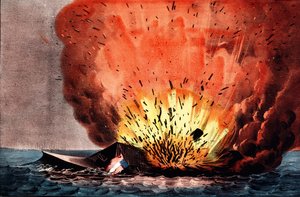 Amerikanischer Bürgerkrieg (1861-1865): Schlacht von Hampton Roads 8.-9. März von N. and Ives J.M. (1824 95) Currier